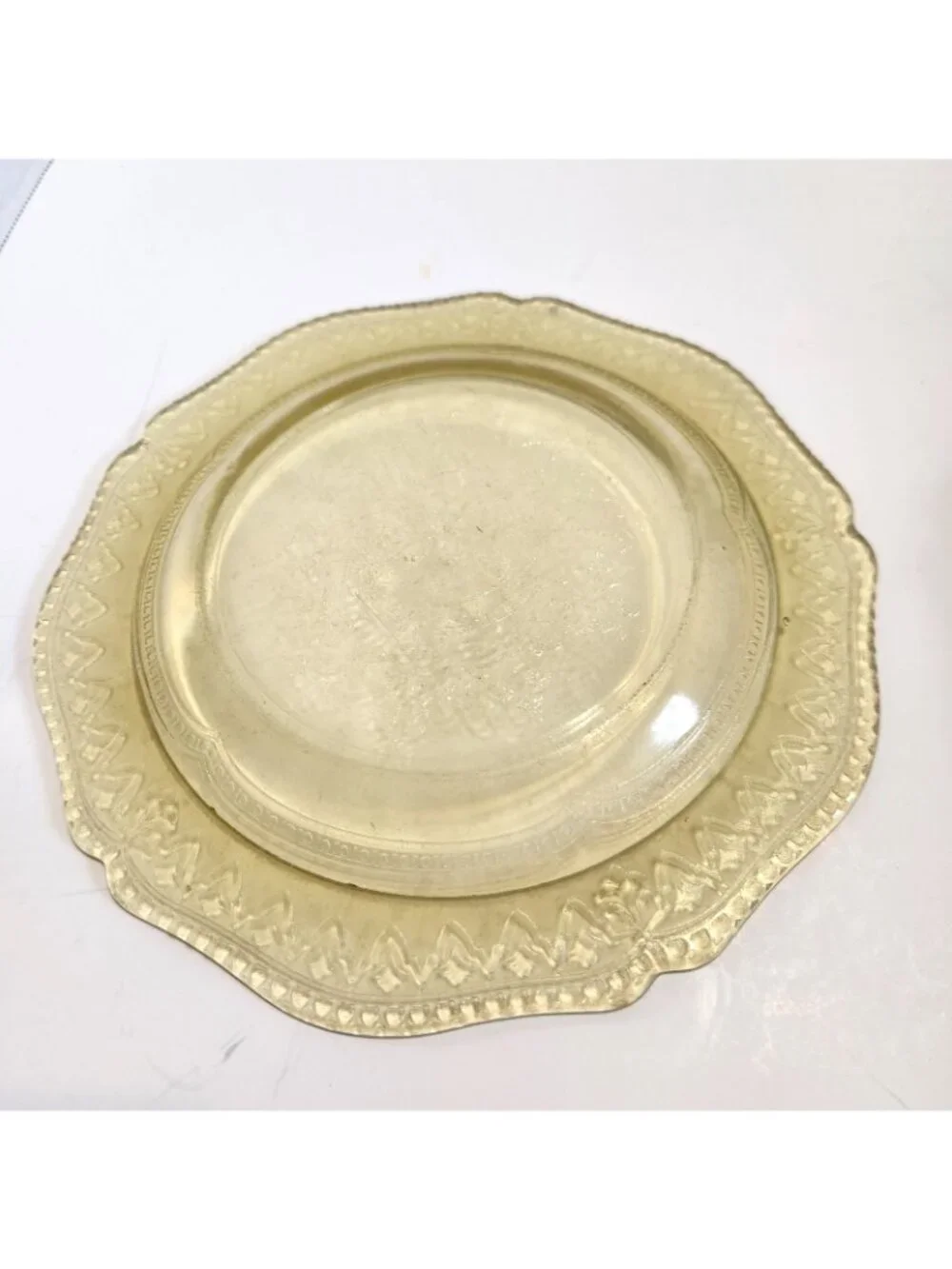 Federal Patrician Spoke 1930s Glass Saucers Yellow Depression Set Of 2 READ